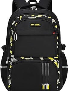 Mochila escolar para niños y adolescentes, mochila escolar, mochila grande, mochila ergonómica para niños, 15 años, resistente al agua, para mochilas escolares, trabajo, viajes, color negro, Negro ,