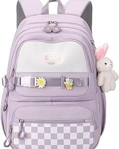 Mochila Escolar Niña Adolescente, Mochilas Infantil Informal Gran Capacidad, Bonita Mochila de Viaje Impermeable para Niñas de 10 12 14 16 años,Adapta para Ponerla en Carro, L