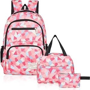 Mochila Escolar Niña Niños Viaje Mochilas Escolares Impermeable 3 IN 1 Sets de Mochila Backpack Ligero con Bolsa del Almuerzo y Estuche de Lápices para La Escuela Viajes Intemperie