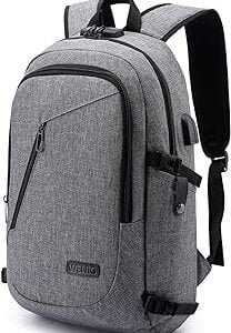 WENIG Mochila Ordenador Portatil 15.6 Pulgadas - Mochila impermeable y antirrobo para Hombre - Mochilas Escolares con Puerto USB - Backpack, Bolsa para Mujer para Viaje Diario - Gris
